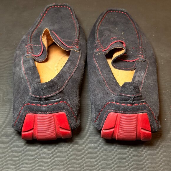 Public Opinion Men's Black Suede Driving Loafers Red Stitching US 14M - Picture 6 of 6